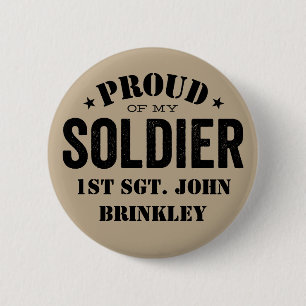 Brown Proud of my Army SOLDIER with Name 6 Cm Round Badge