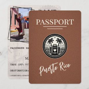 Brown Puerto Rico Passport Save The Date
