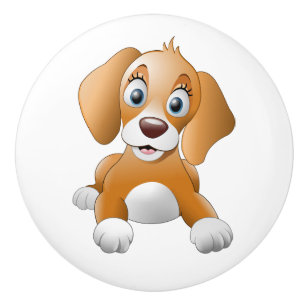 Brown Puppy Ceramic Knob