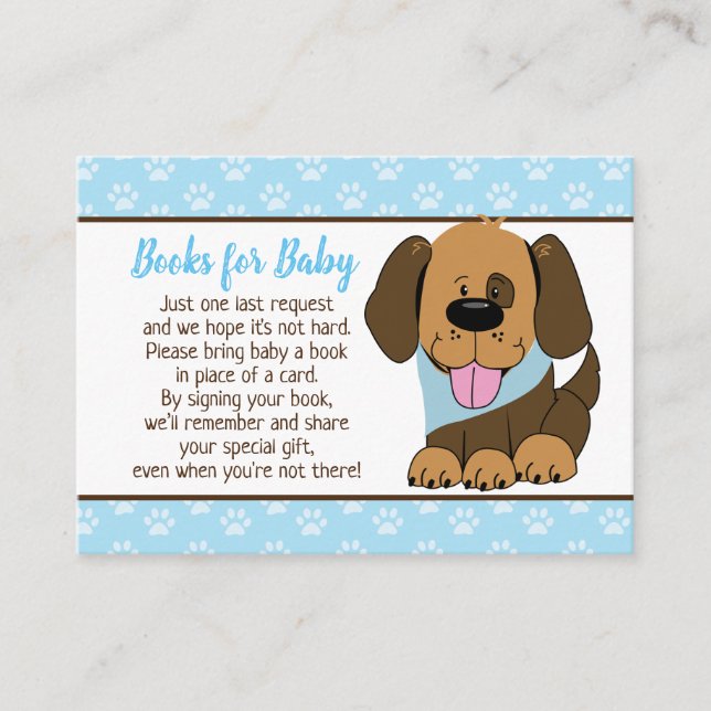 Brown Puppy Dog Baby Shower Book Request Cards (Front)
