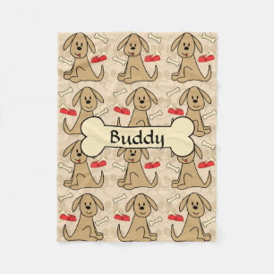 Brown Puppy Dog Design Personalise Fleece Blanket