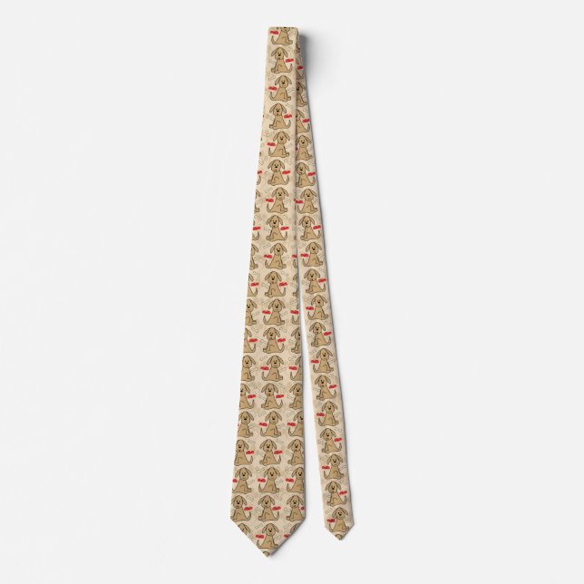 Brown Puppy Dog Design Tie (Front)