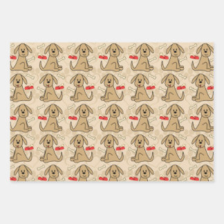 Brown Puppy Dog Design Wrapping Paper Sheet