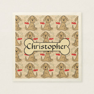 Brown Puppy Dog Graphic Design Personalise Napkin