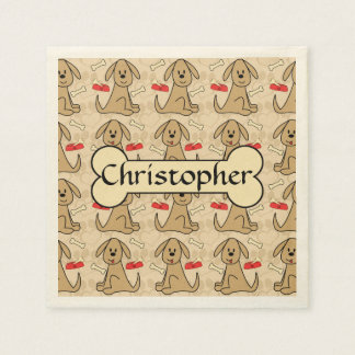 Brown Puppy Dog Graphic Design Personalise Napkin
