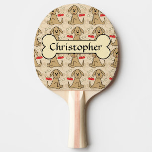 Brown Puppy Dog Graphic Design Personalise Ping Pong Paddle