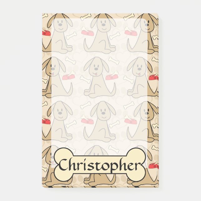 Brown Puppy Dog Graphic Design Personalise Post-it Notes (Front)