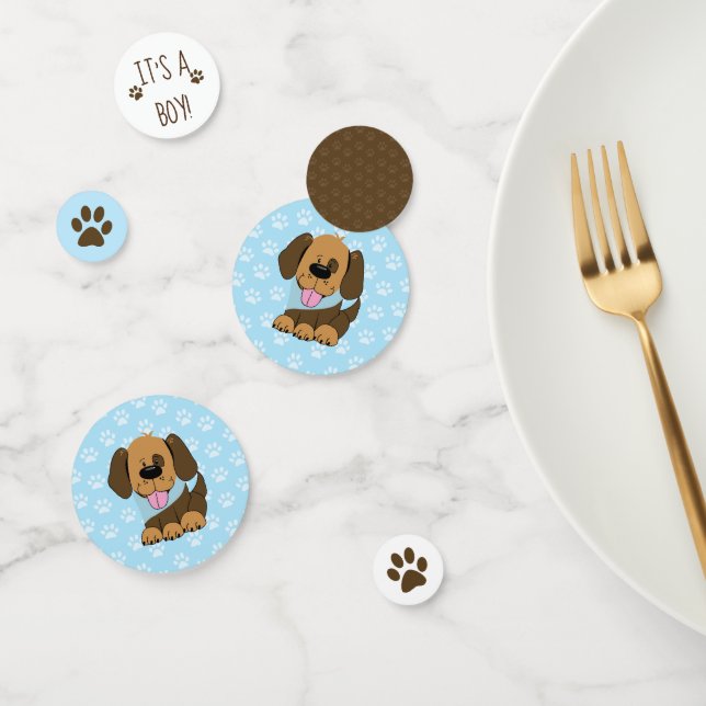 Brown Puppy Dog It's a Boy Baby Shower Confetti (Group)