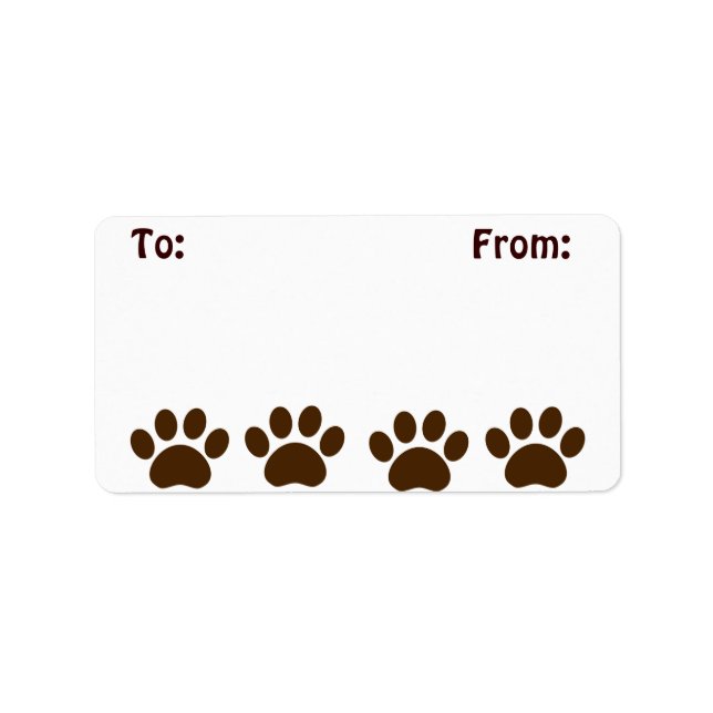 Brown Puppy Paw Gift Sticker Tag (Front)