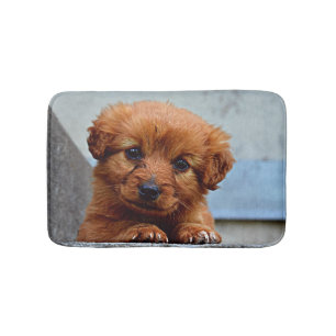 Brown Puppy Portrait Photo Bath Mat