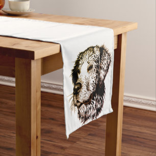 Brown Puppy Sketch Short Table Runner