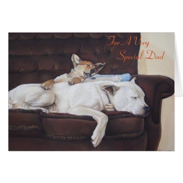 brown puppy white american bulldog realist art (Front Horizontal)