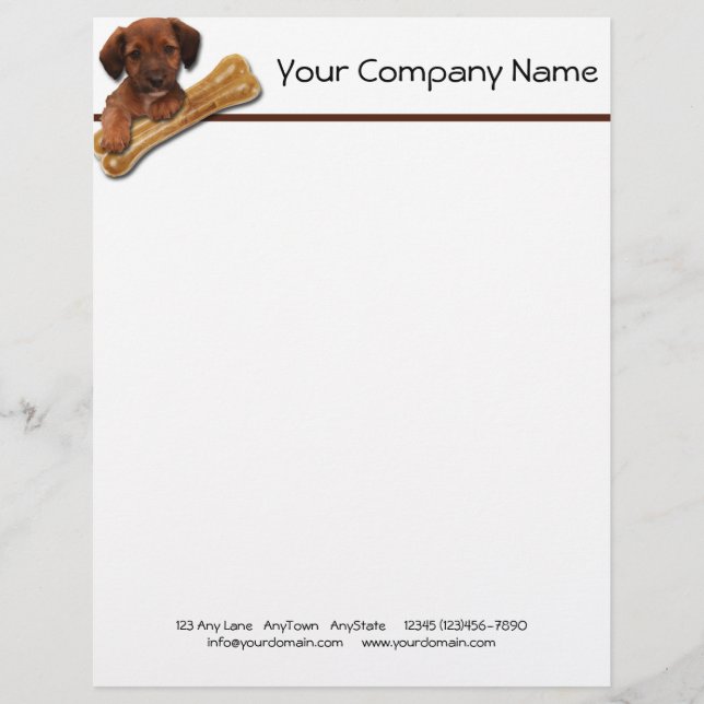 Brown Puppy with a Bone Letterhead (Front)