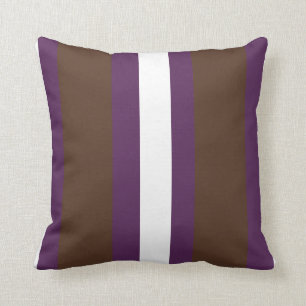 Brown, purple and white stripes cushion