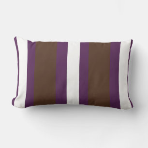 Brown, purple and white stripes lumbar cushion
