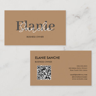 Brown QR Code Trendy Elegant Modern Business Card