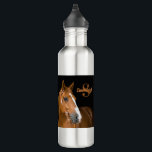 Brown Quarter Horse Black Monogram Name Initial 710 Ml Water Bottle<br><div class="desc">Stainless steel water bottle with the photo of a brown quarter horse with a white blaze on a black background.  Personalise with your monogram/initial and name.  Contact us for help with customisation or to request matching or coordinating products.</div>