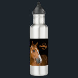 Brown Quarter Horse Black Monogram Name Initial 710 Ml Water Bottle<br><div class="desc">Stainless steel water bottle with the photo of a brown quarter horse with a white blaze on a black background.  Personalise with your monogram/initial and name.  Contact us for help with customisation or to request matching or coordinating products.</div>