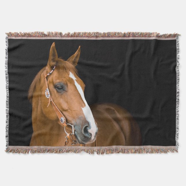 Brown Quarter-Horse Photo Throw Blanket (Front)