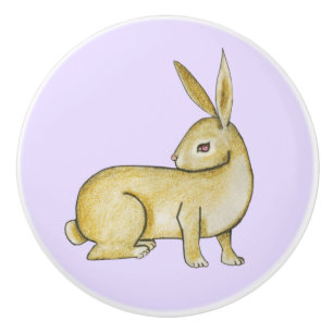 Brown Rabbit on Lavender Ceramic Knob