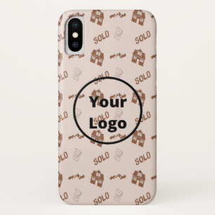 Brown real estate business pattern iPhone x case