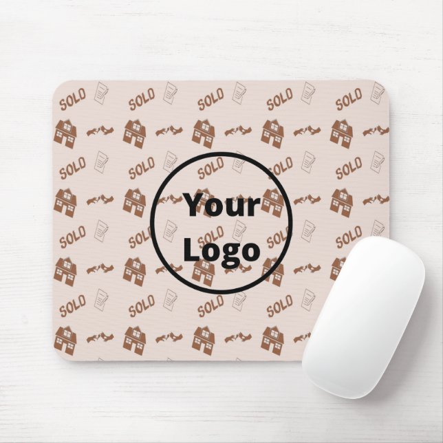 Brown real estate business pattern mouse mat (With Mouse)