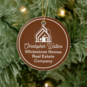 Brown Real Estate Company Personalised Christmas Ceramic Tree Decoration