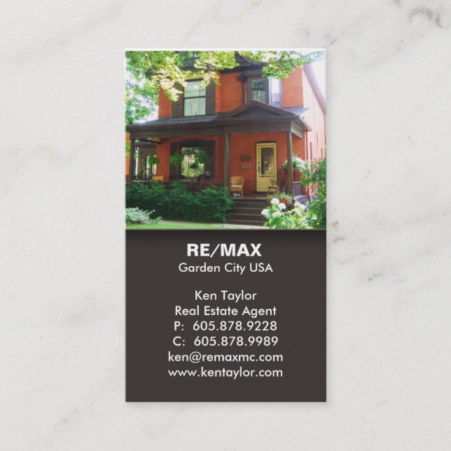 Brown Real Estate House Business Card (Front)