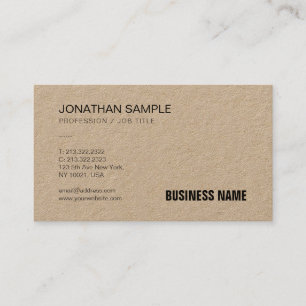 Brown Real Kraft Paper Elegant Modern Template Top Business Card