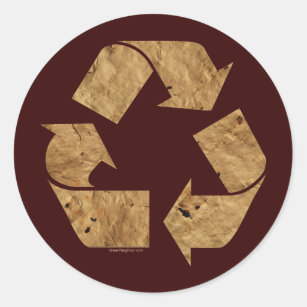 Brown Recycle Sign Classic Round Sticker