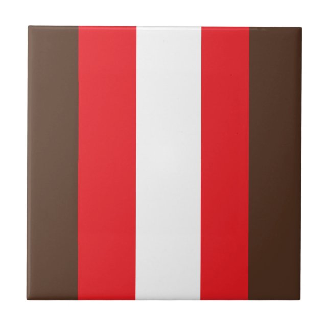 Brown, red and white stripes tile (Front)