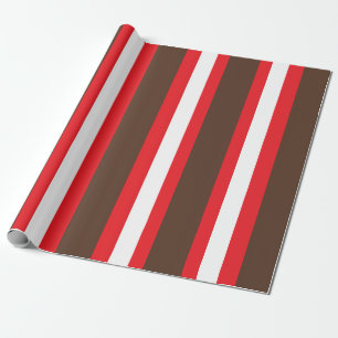 Brown, red and white stripes wrapping paper