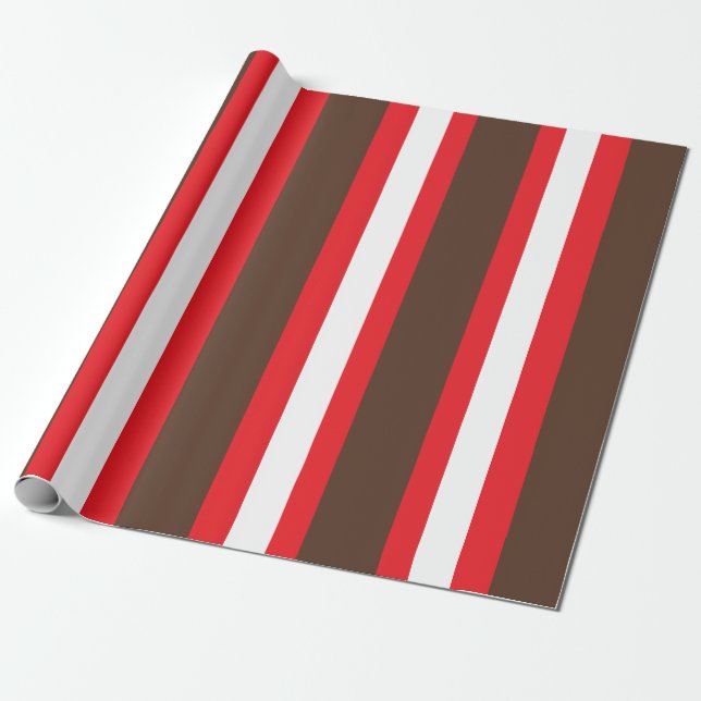Brown, red and white stripes wrapping paper (Unrolled)