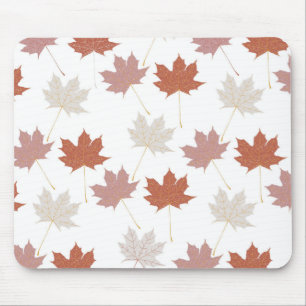 Brown Red Autumn Floral Leaves Y2K Pattern Mouse Mat