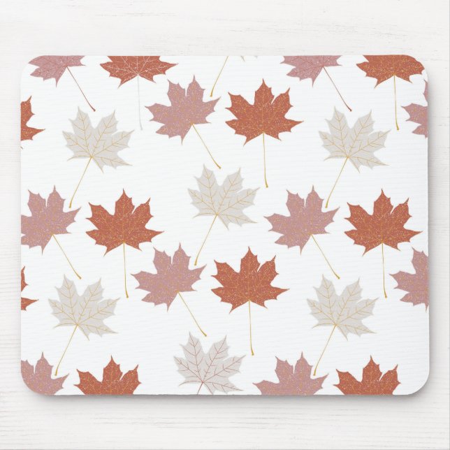 Brown Red Autumn Floral Leaves Y2K Pattern Mouse Mat (Front)