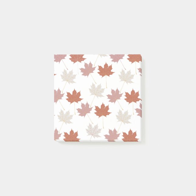 Brown Red Autumn Floral Leaves Y2K Pattern Post-it Notes (Front)