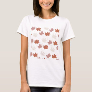 Brown Red Autumn Floral Leaves Y2K Pattern T-Shirt