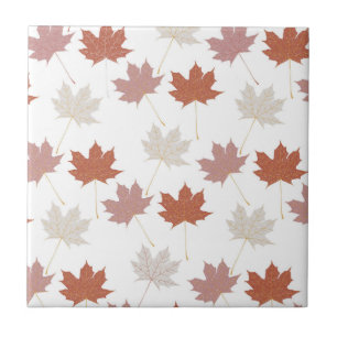 Brown Red Autumn Floral Leaves Y2K Pattern Tile