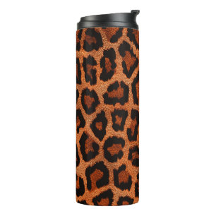 Brown Red Black Leopard Animal Print Thermal Tumbler