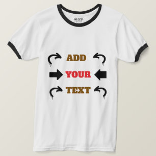 Brown Red Black Text Graphic Design T-Shirt