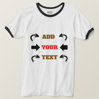 Brown Red Black Text Graphic Design T-Shirt