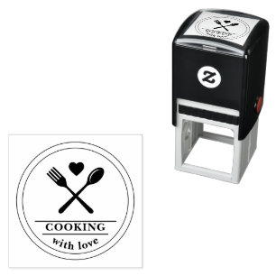 Brown Red Cooking With Logo  Self-inking Stamp