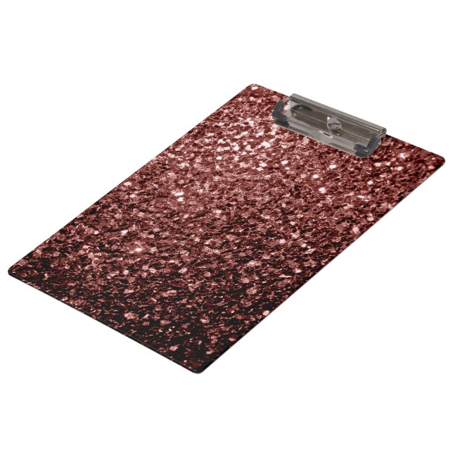 Brown Red faux Glitter sparkles Clipboard (Angled)