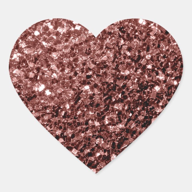 Brown Red faux Glitter sparkles Heart Sticker (Front)