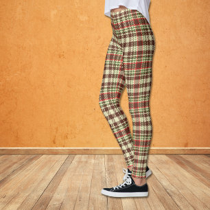 Brown Red Green Glen Plaid Pattern Leggings