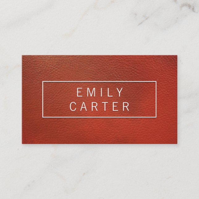 Brown Red Leather Business Card (Front)