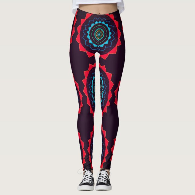 Brown, red Mandala  Legging (Front)