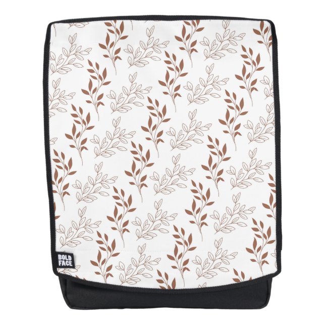 Brown Red Retro Vintage Leaf Pattern  Backpack (Front)