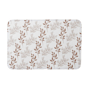 Brown Red Retro Vintage Leaf Pattern Bath Mat