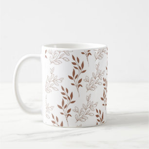 Brown Red Retro Vintage Leaf Pattern Coffee Mug